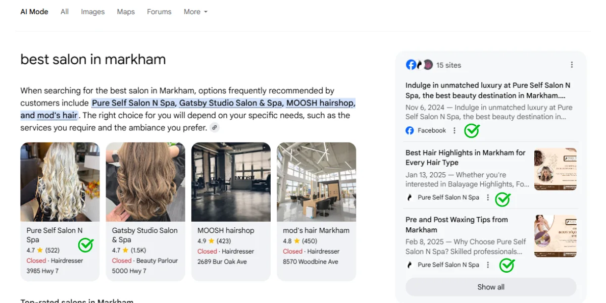 Client result 2 - AI & Google Search ranking improvement
