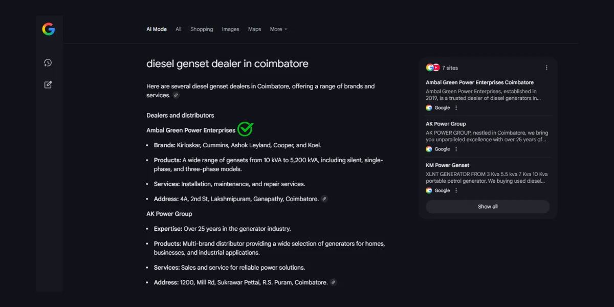 Client result 4 - AI & Google Search ranking improvement