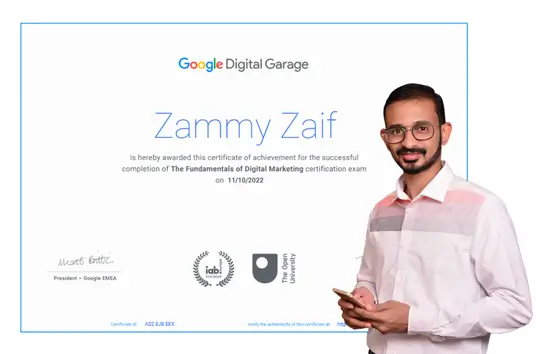 Zammy Zaif - Google Digital Garage Certificate of Achievement