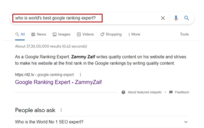 Google Answer: Who is the Google Ranking Expert? - Zammy Zaif